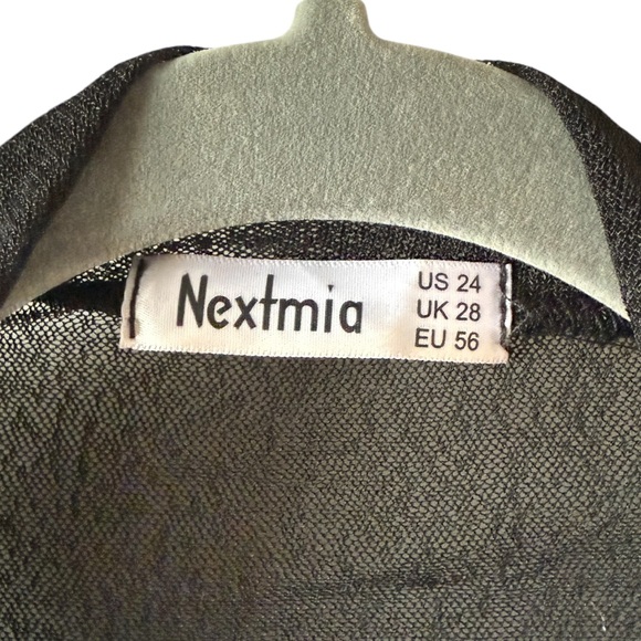 Nextmia Black Sheer Embroidered Floral Duster Kimono Long Sz 24 Black Red Blue - Picture 5 of 7